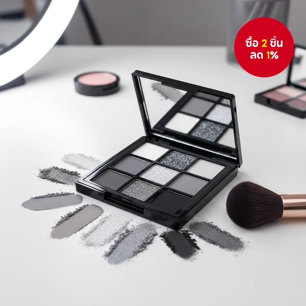 พาเลทอายแชโดว์ Black Swan 9 สี แต่งหน้าพังก์ฮาโลวีน อายแชโดว์มุกดําด้าน