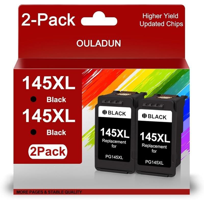 PG-145XL Black Ink Cartridges Combo Pack Replacement for Canon 145XL 145 PG 145 High Yield for PIXMA