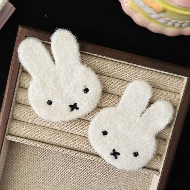 สติกเกอร์ถักลายกระต่าย Miffy พลัสซีฟ Velcro Hairpin สำหรับเด็กหญิงน่ารัก