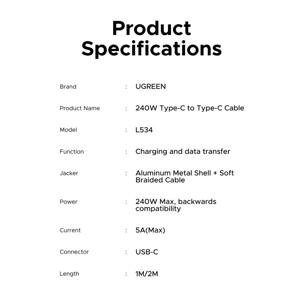UGREEN สายชาร์จ PD240W สาย USBC to C  ชิป E-Marker ถ่ายโอนข้อมูล 480Mbps สําหรับ iPhone 17 รุ่น L534 - รูปที่ 7