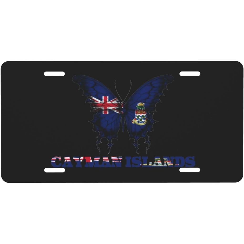 Cayman Islands Cayman Islanders Butterflies ธงป้ายทะเบียนสําหรับผู้ชายผู้หญิงส่วนบุคคลตกแต่งรถด้านหน