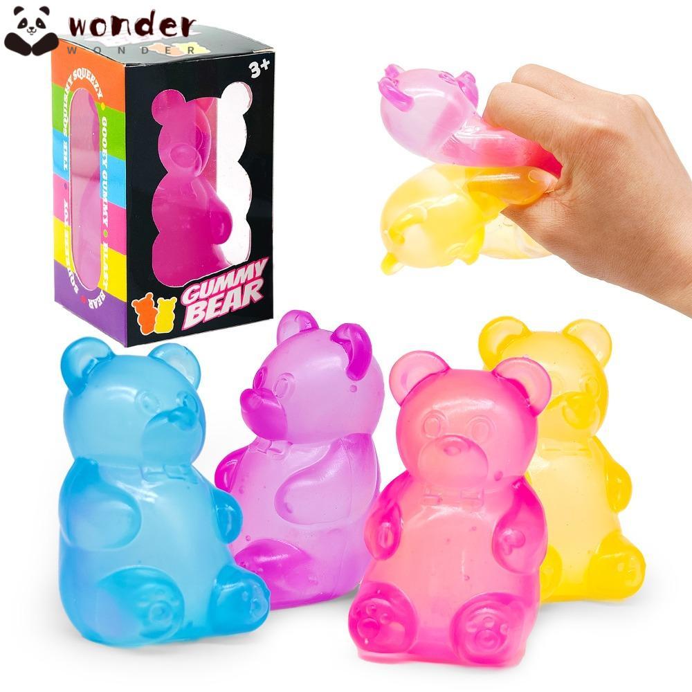 WONDER Bear Pinch Toy, Muscle Power Massage Squishy Fidget Toy, Creative Needoh Soft Candy Bear PU S