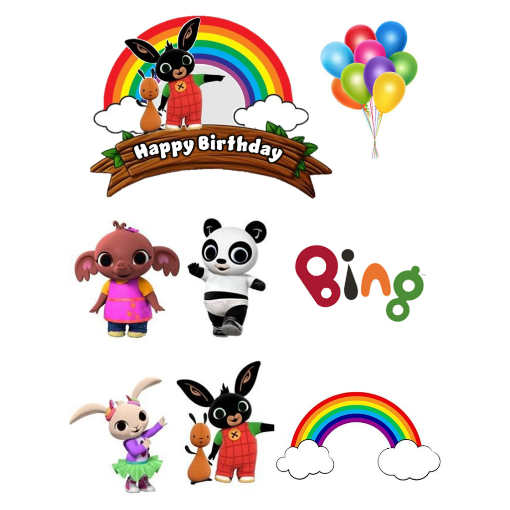 BING BUNNY เค้ก TOPPER CUSTOM NAME | BING BUNNY THEMED BIRTHDAY เค้ก ตกแต่ง | BING BUNNY TOPPER