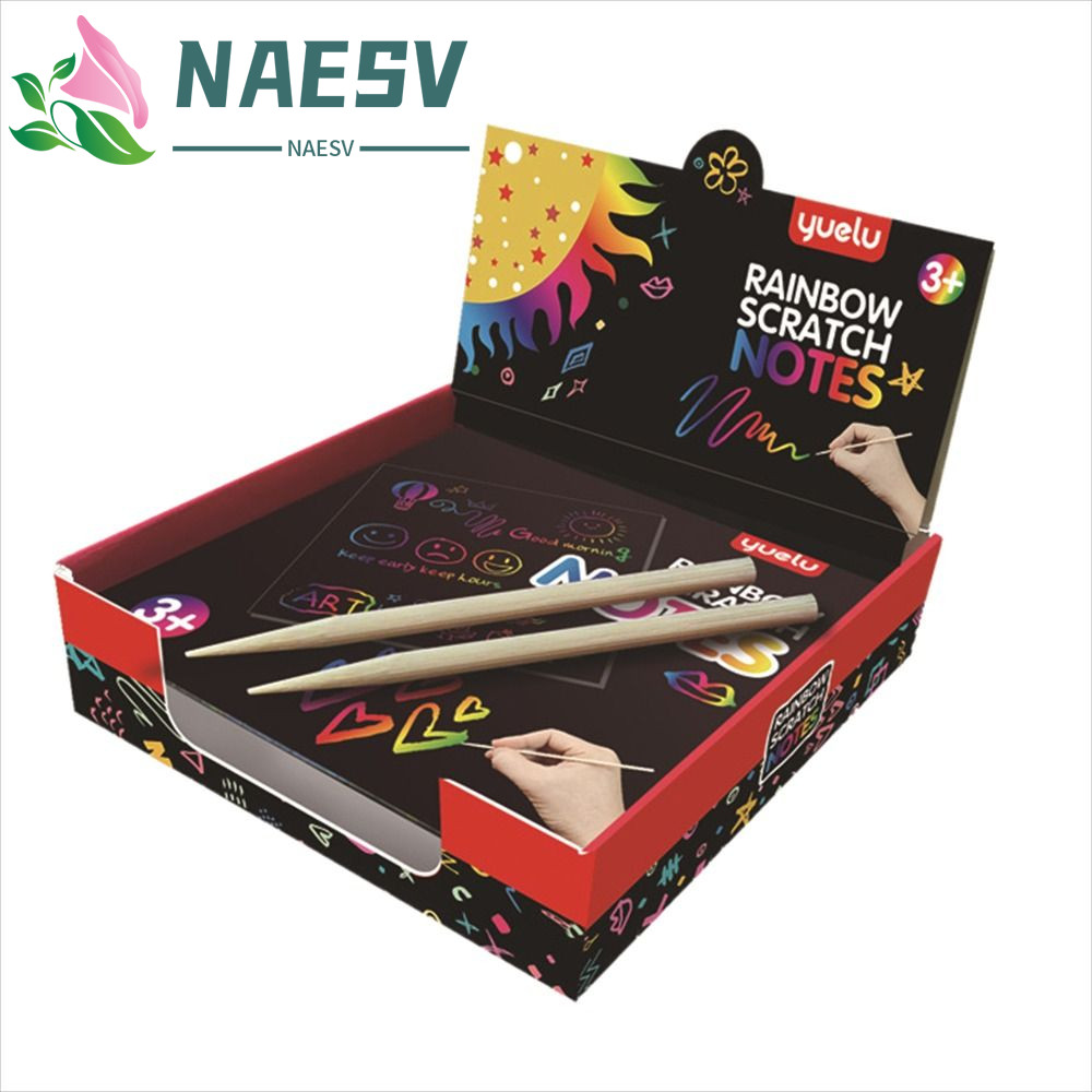 NAESV Scratch Art กระดาษ Art Craft 100 PCS Scratch Art Craft ภาพวาดแม่แบบสัตว์เรขาคณิต Rainbow Scrat