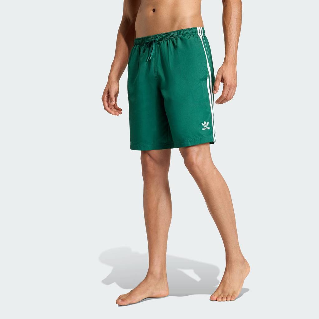 adidas ว่ายน้ำ กางเกงว่ายน้ำขาสั้น 8 นิ้ว Adicolor 3-Stripes ผู้ชาย สีเขียว JZ8477