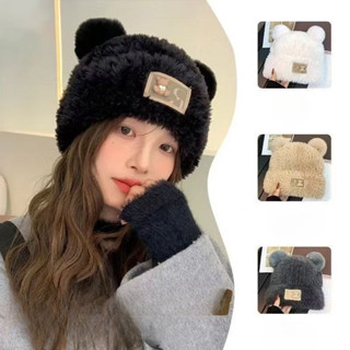 หมวกตุ๊กตาพิมพ์อักษรสำหรับเด็กผู้หญิง ออกแบบด้วยลายหมีน้อย ห…