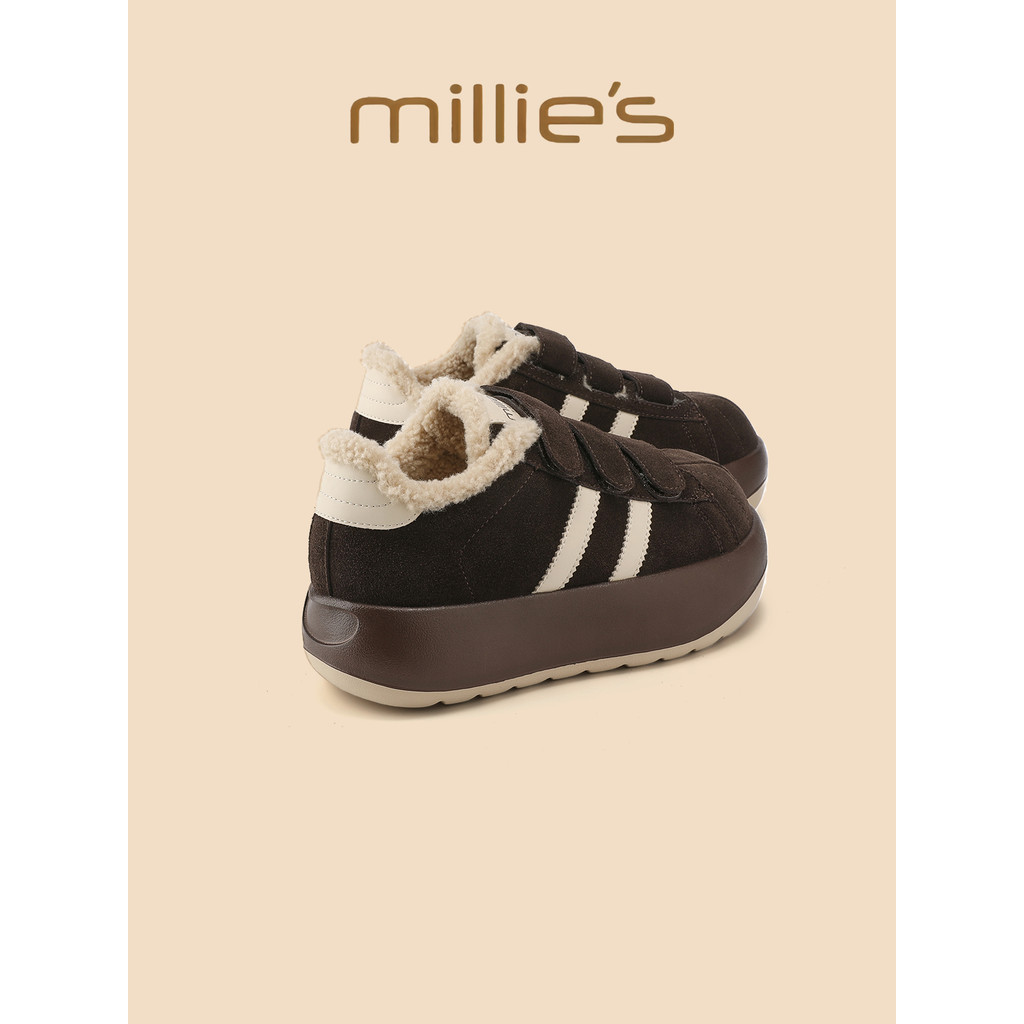 Millies Miaoli รองเท้าผู้หญิง แบบขนแกะอบอุ่น ทนทาน อินเทรนด์ เหมาะสำหรับฤดูใบไม้ร่วง ปี 2025
