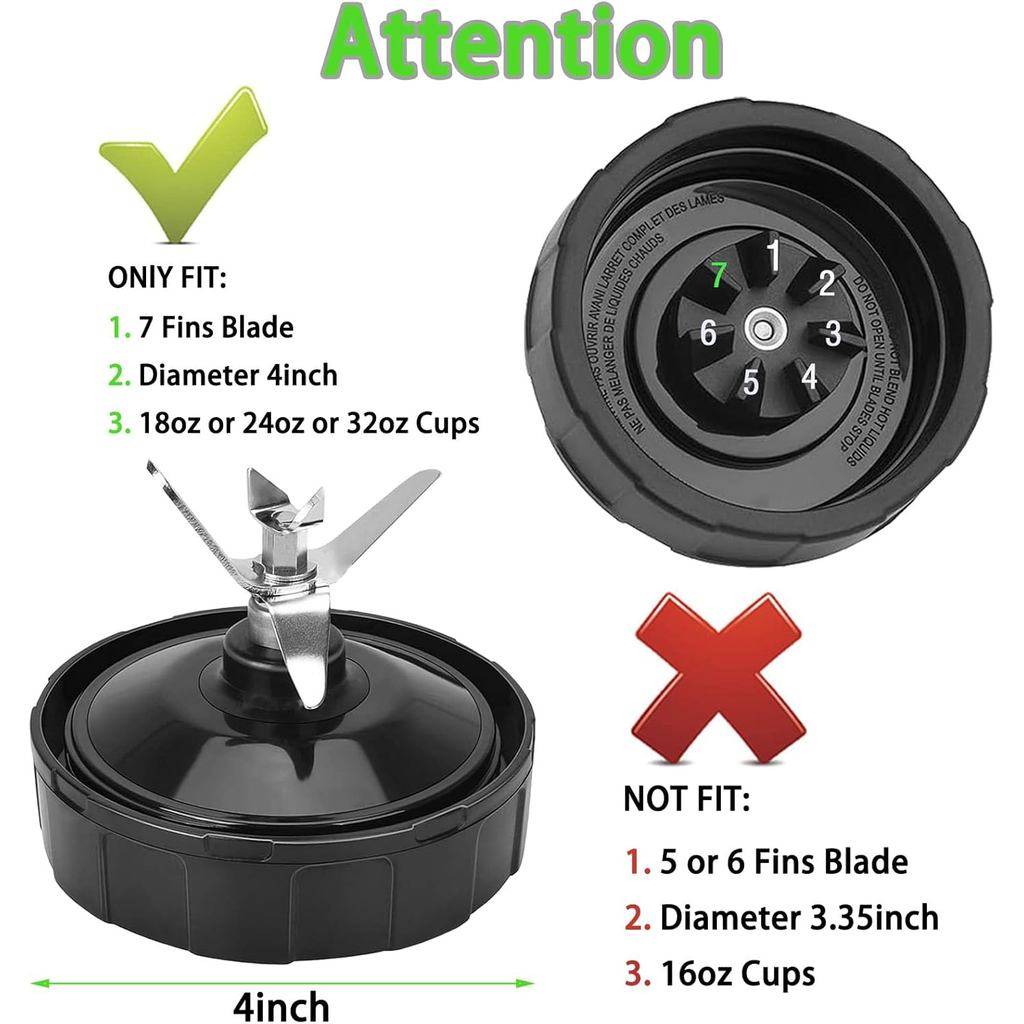 7 Fins Blender Blade Compatible with Ninja BN401 BN751 BN801 BL480-30, Ninja Blender Replacement Par