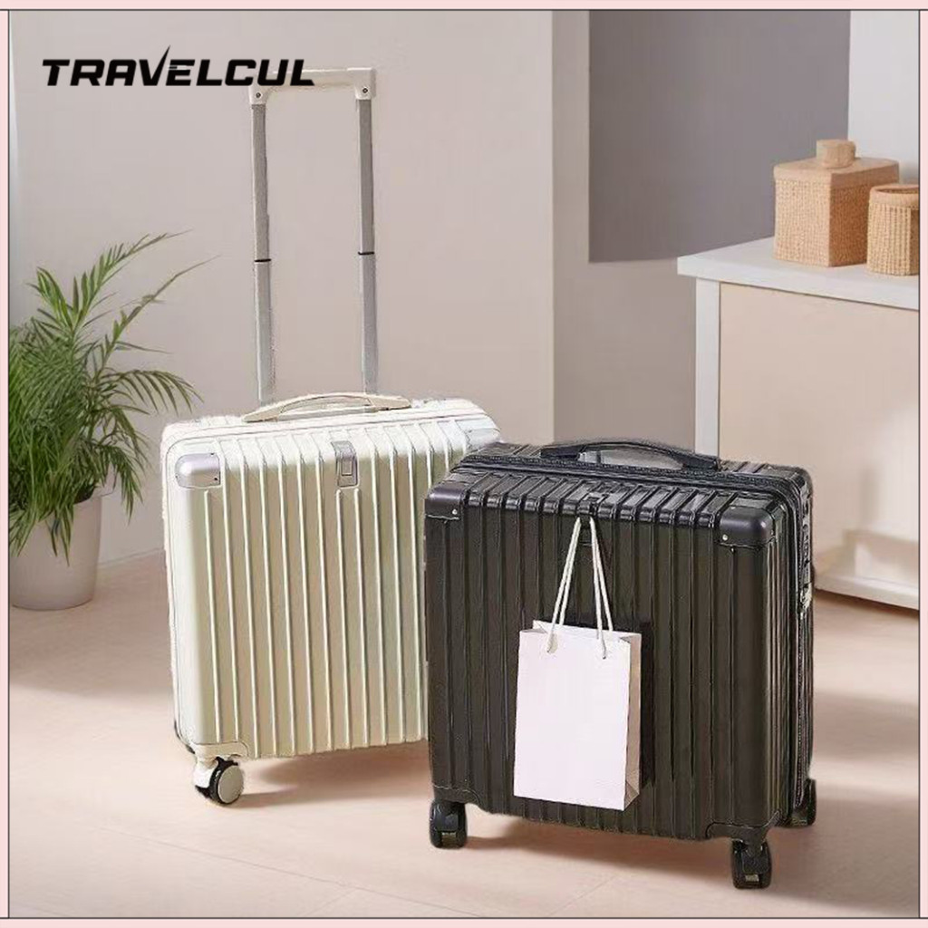 【สต็อกไทยพร้อมส่ง】TRAVELCUL กระเป๋าล้อลาก 18 นิ้วพกพาขึ้นเครื่องกระเป๋าเดินทาง 360 °ล้อสปินเนอร์อลูมิเนียมเฟรมกรณีพีซีทนทานมากขึ้น