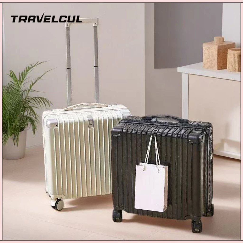 【สต็อกไทยพร้อมส่ง】TRAVELCUL กระเป๋าล้อลาก 18 นิ้วพกพาขึ้นเครื่องกระเป๋าเดินทาง 360 °ล้อสปินเนอร์อลูมิเนียมเฟรมกรณีพีซีทนทานมากขึ้น