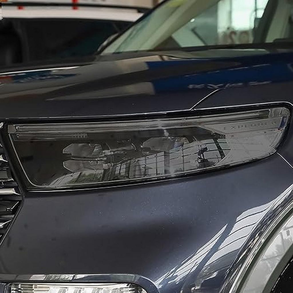 ไฟหน้ารถป้องกันฟิล์มด้านหน้าโปร่งใสรมควันสีดํา TPU สติกเกอร์,สําหรับ Ford Explorer 2020-On U625 อุปก