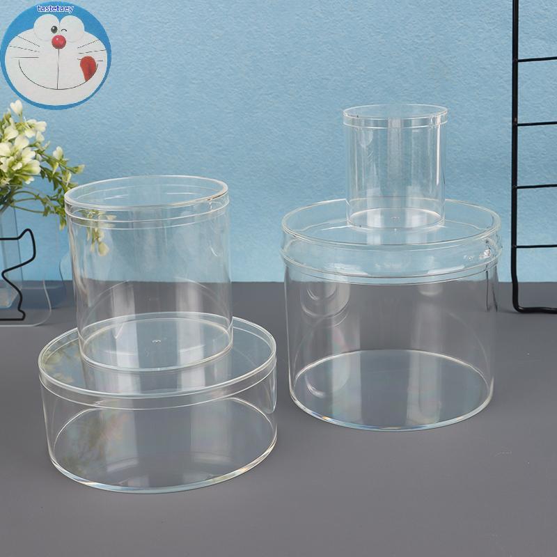 Tast 1 PC อะคริลิคกล่องขนมพลาสติกใสรอบเค้กกล่องขนมช็อกโกแลตงานแต่งงานโปรดปรานบรรจุภัณฑ์คอนเทนเนอร์ E