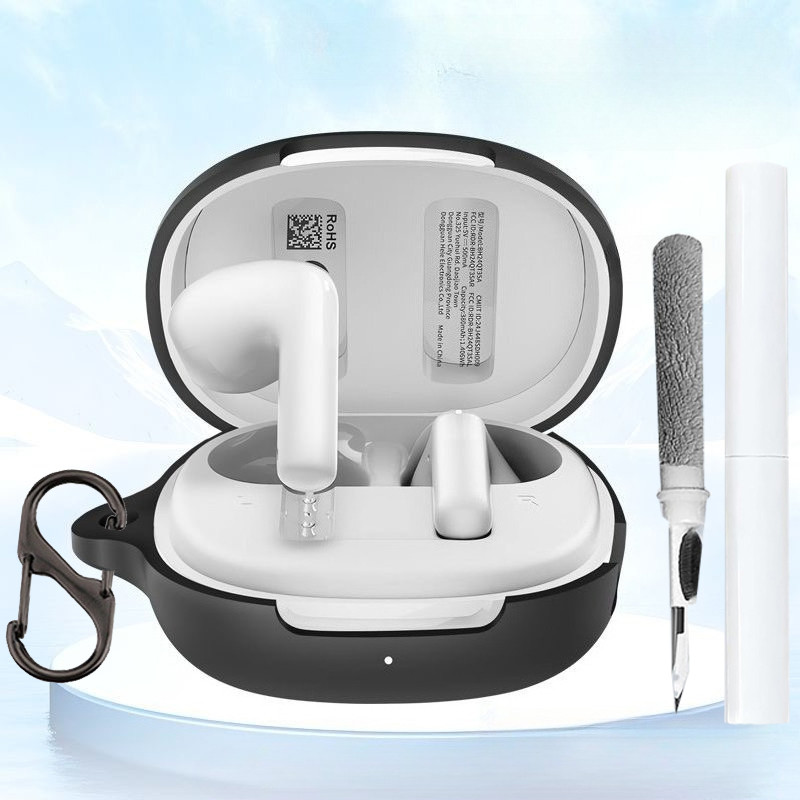 ฝาครอบเคสสําหรับ QCY AilyBuds E20 / AiyiBuds E10 พร้อมชุดทําความสะอาด, เคสซิลิโคนผิวนุ่มพร้อมพวงกุญแ