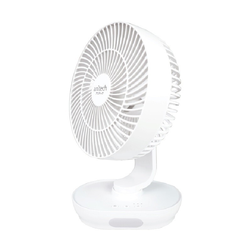 ANITECH พัดลมชาร์จไฟ USB รุ่น SMF-09 สีขาว ขนาด 8 นิ้ว ปรับได้ 3 ระดับ พร้อมโคมไฟ