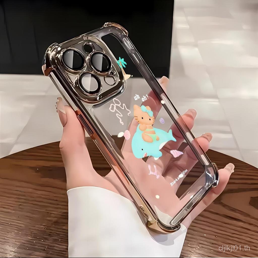 Electroplated สี่มุมป้องกันการตกสําหรับ iPhone 14 15 16 12 11 17 13 12PRO 15PRO 14PROMAX 16PROMAX 13