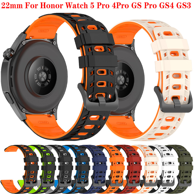 22 มม.กีฬาซิลิโคนสําหรับ Honor Watch 5 Pro 4Pro GS Pro GS4 GS3 สมาร์ทนาฬิกา Soft breathable สร้อยข้อ