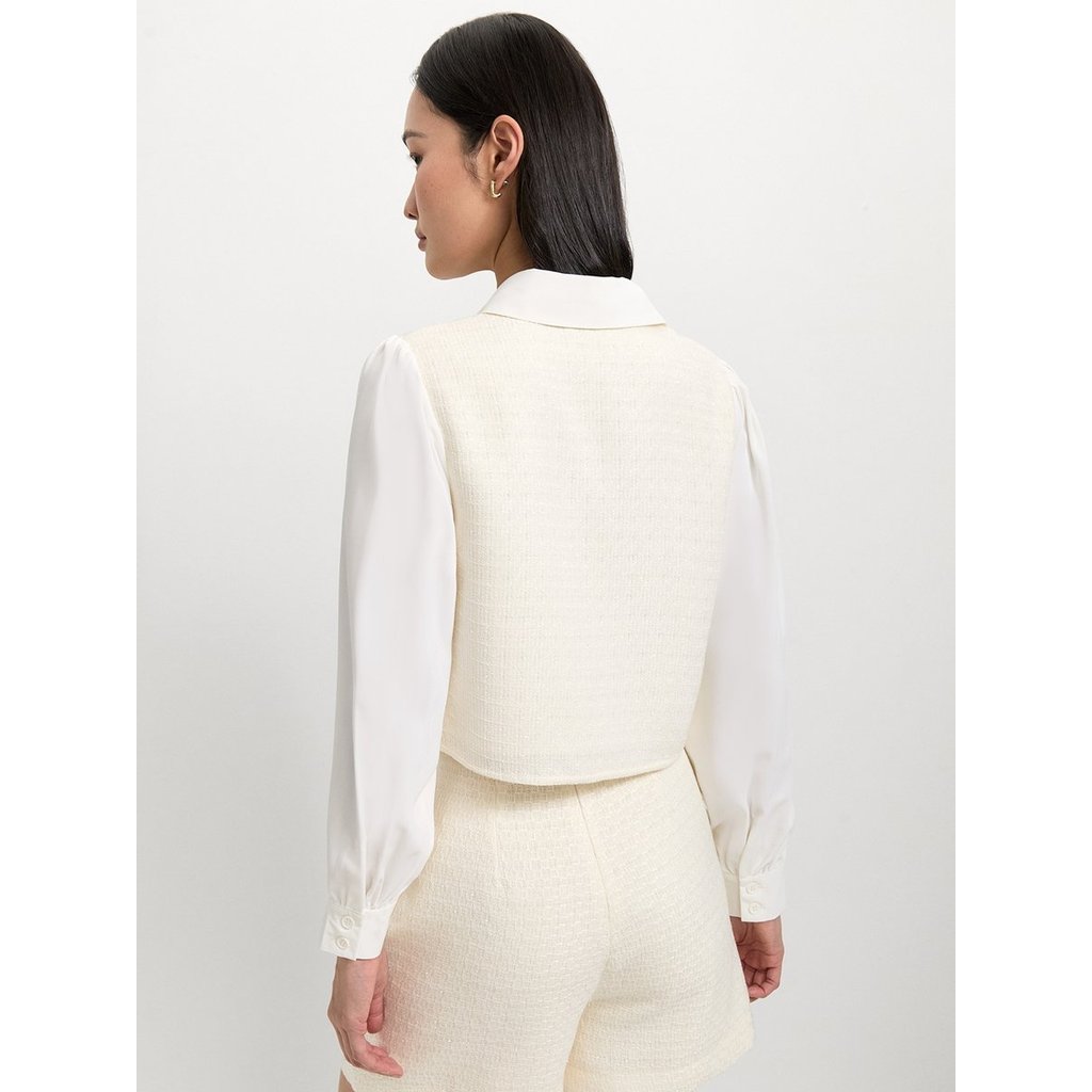 [Pomelo] เสื้อทวีตแต่งกระดุมมุก / Tweed Pearl Button Top — صورة 5