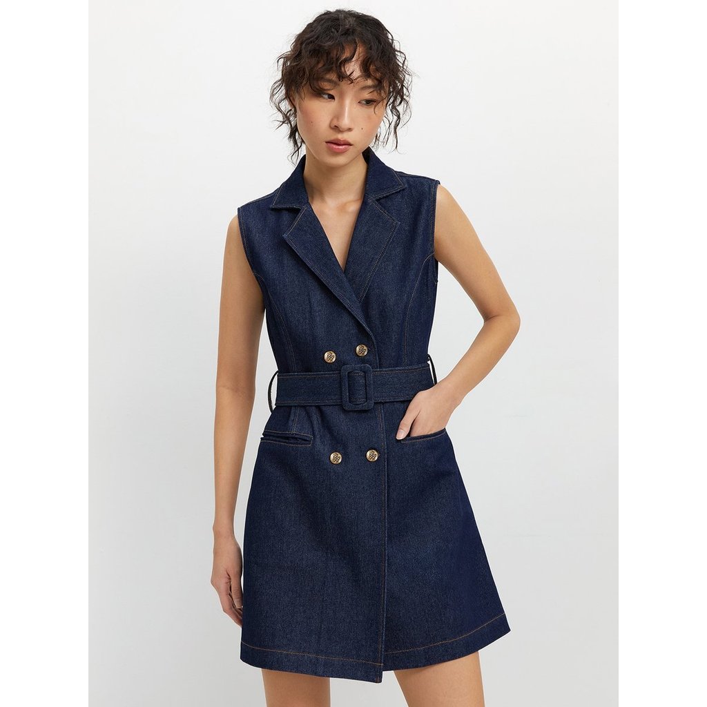 [Pomelo] เดรสผ้ายีนส์แต่งเข็มขัด / Belted Denim Dress
