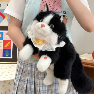 ตุ๊กตาแมว แมวเปอร์เซียผ้านุ่ม ตุ๊กตาแมวเหมือนจริง 45CM มีโบว์ สามารถส่งเสียงได้ ของเล่นเด็ก