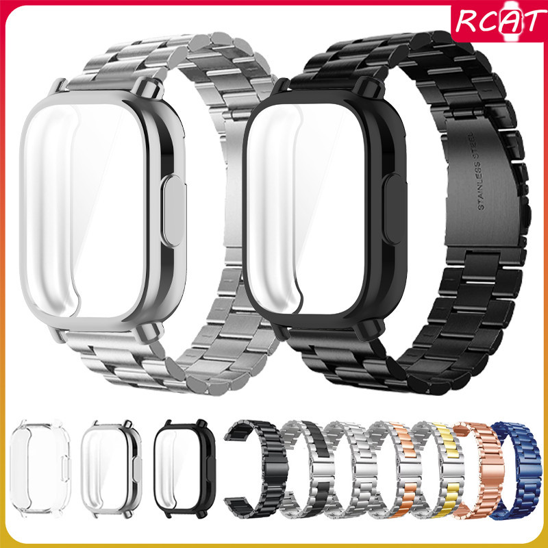 สายรัดสแตนเลสกรณี TPU for Smartwatch Redmi Watch 5 Active / Redmi Watch 5 Lite หน้าจอป้องกันกรณีนุ่มปกเข็มขัดวงโลหะหรู