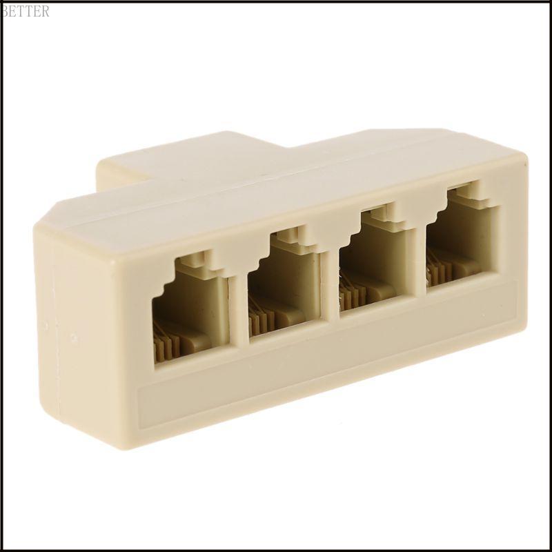 BETT ตัวแยกโทรศัพท์ 4 ทางสายแปลงชายเป็น 4 หญิง RJ11 6P4C Adaptor