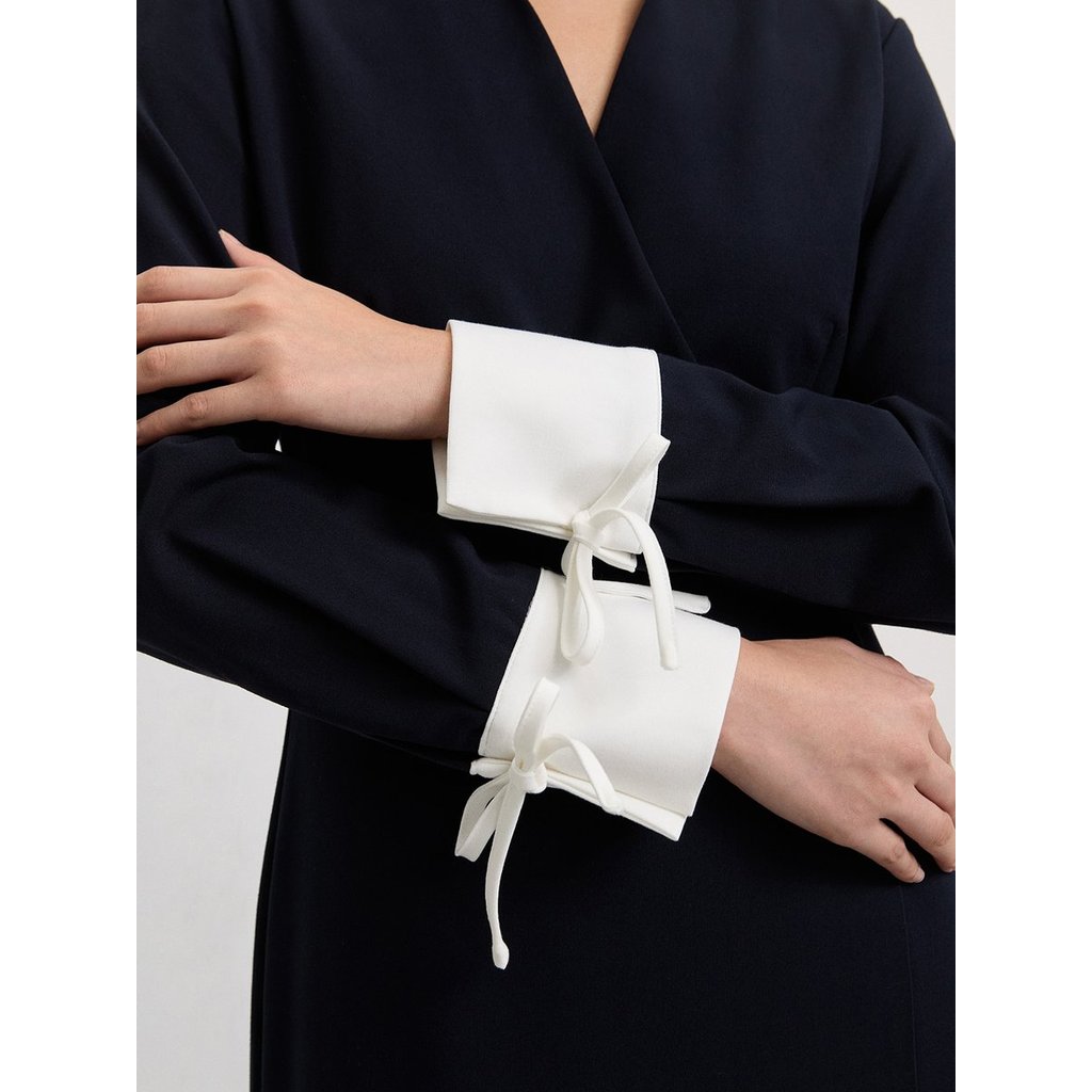 [Pomelo] เดรสแต่งโบว์ที่แขนเสื้อ / Bow Tie Sleeves Dress — صورة 3