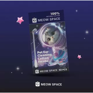 MEOW SPACE คอตตอนบัดสำลีก้าน 50 ชิ้น เช็ดทำความสะอาดหูสัตว์เลี้ยง ที่เช็ดหูแมว สำลีก้านทำความสะอาดหู