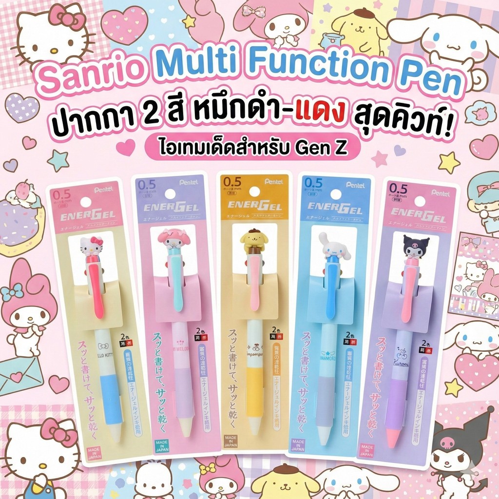 ปากกา Pentel Energel รุ่น Multi Function 3 ระบบ (3C) ลายพิเศษ Disney JP Collection สินค้าใหม่