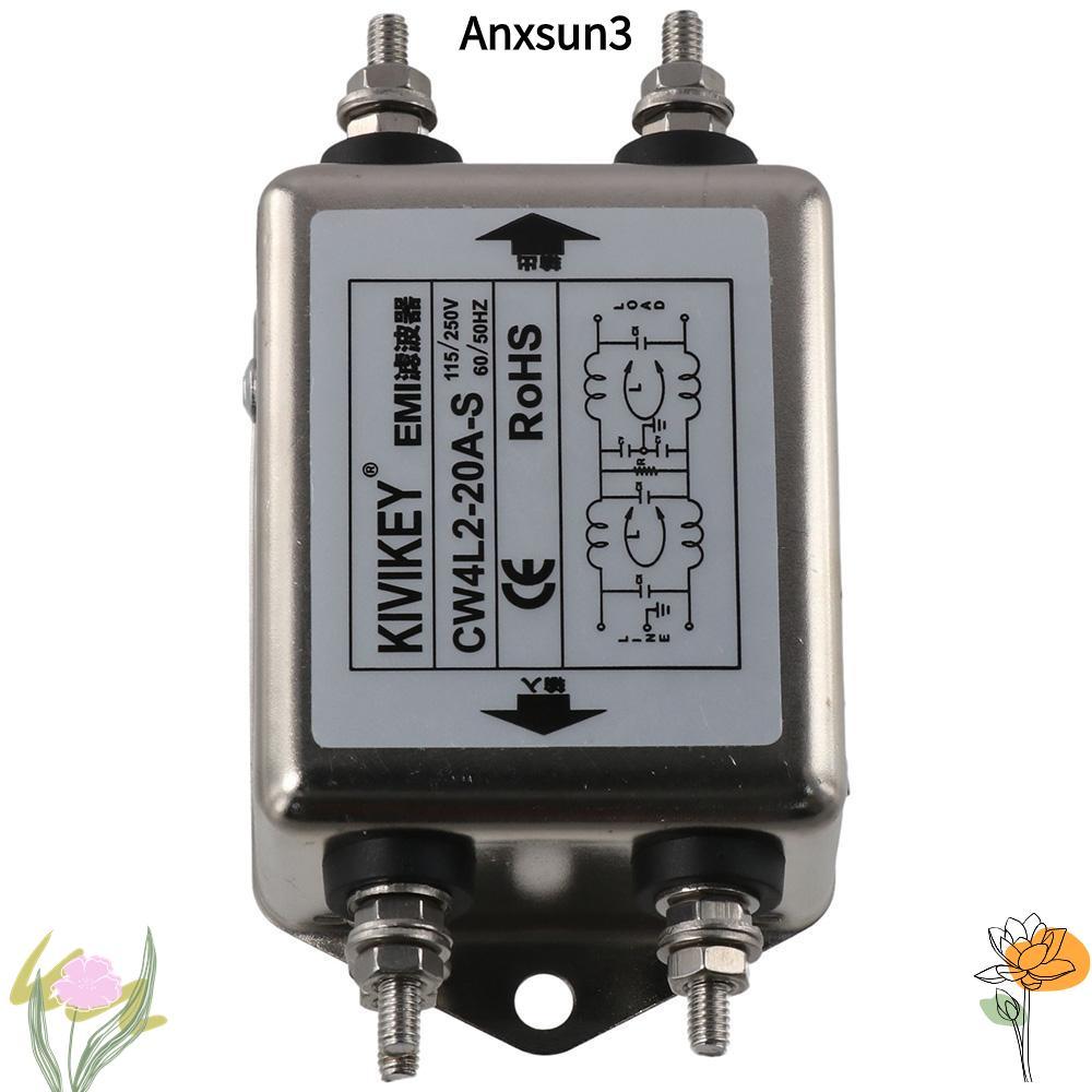ANXSUN3 Power EMI Filter, JREle AC 115/250V Termiial Noise Suppressor, แม่เหล็กไฟฟ้ารบกวนตัวกรอง Sin