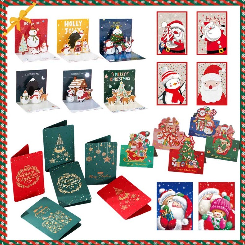 การ์ดอวยพรคริสต์มาสพร้อมซองจดหมายสําหรับเพื่อนครอบครัวอวยพรสุขสันต์วันคริสต์มาสสวัสดีปีใหม่โปสการ์ด
