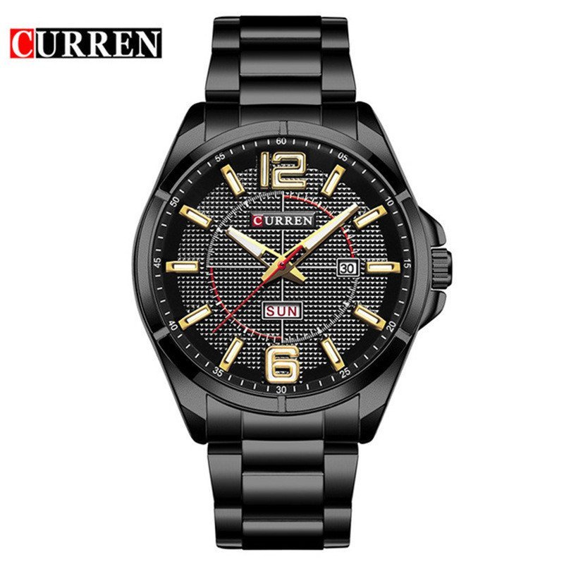 Karien CURREN8271 Mens Steel Band Casual Quartz Watch Waterproof Calendar Watch Mens Steel Band Watc