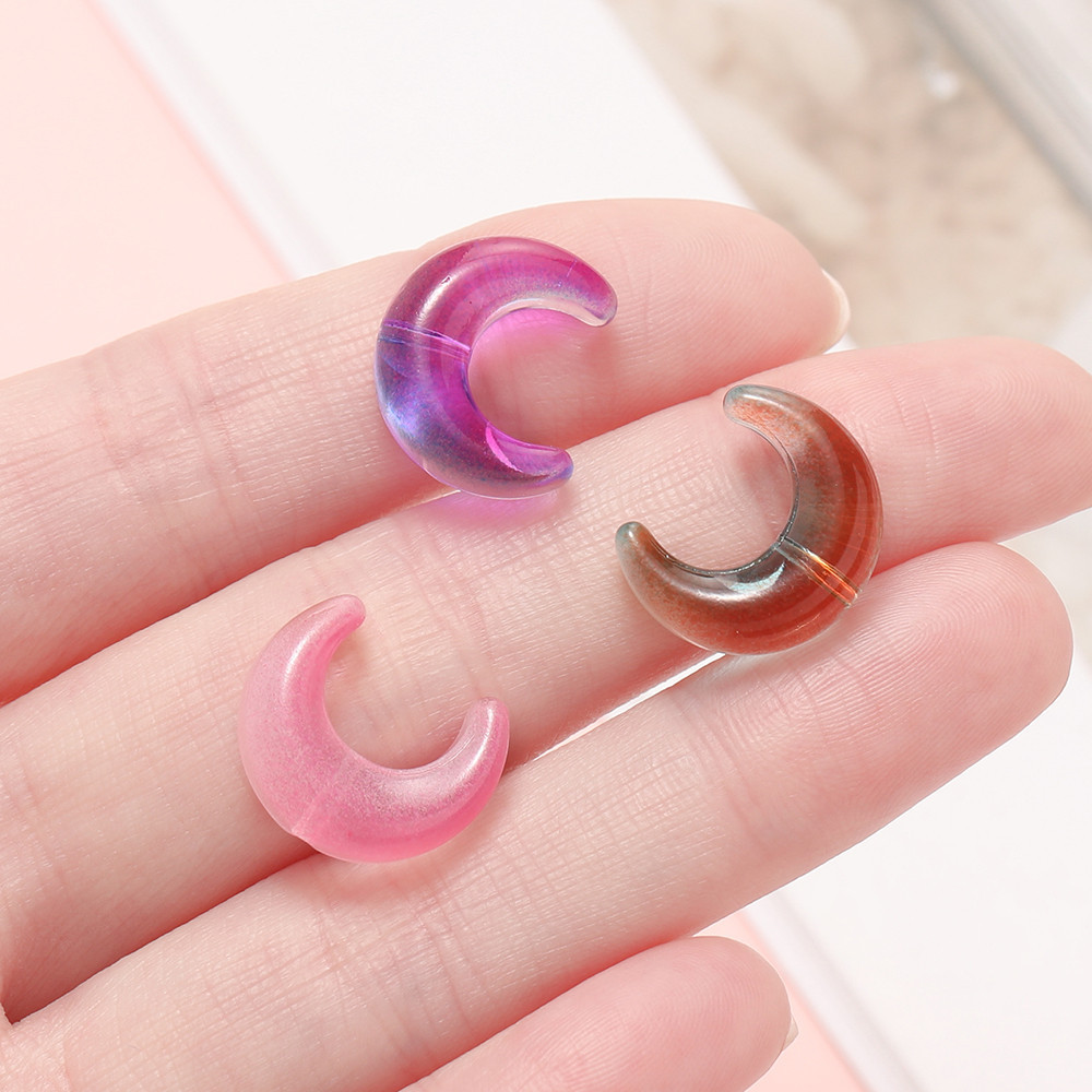 St.kunkka ลูกปัดแก้ว10ชิ้นสีน้ำมันใสลูกปัดร้อยดวงจันทร์สำหรับการทำสร้อยข้อมือสร้อยคอแบบทำมือ - รูปที่ 6