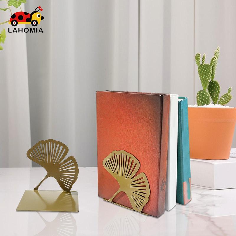 [Lahomia] 2 ชิ้น Ginkgo Leaf Bookend AntiSlip Book Stopper สําหรับโต๊ะหน้าแรกห้องเด็ก