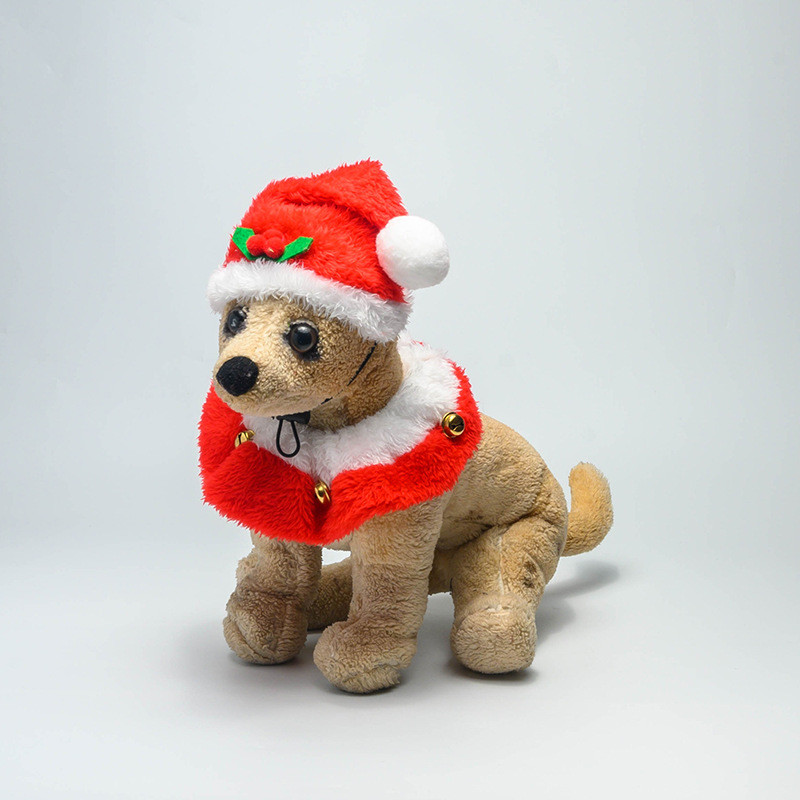 Pawsfun Pet Christmas Hat+Bib Dog Holiday Bell Bib ตกแต่งคอแมว