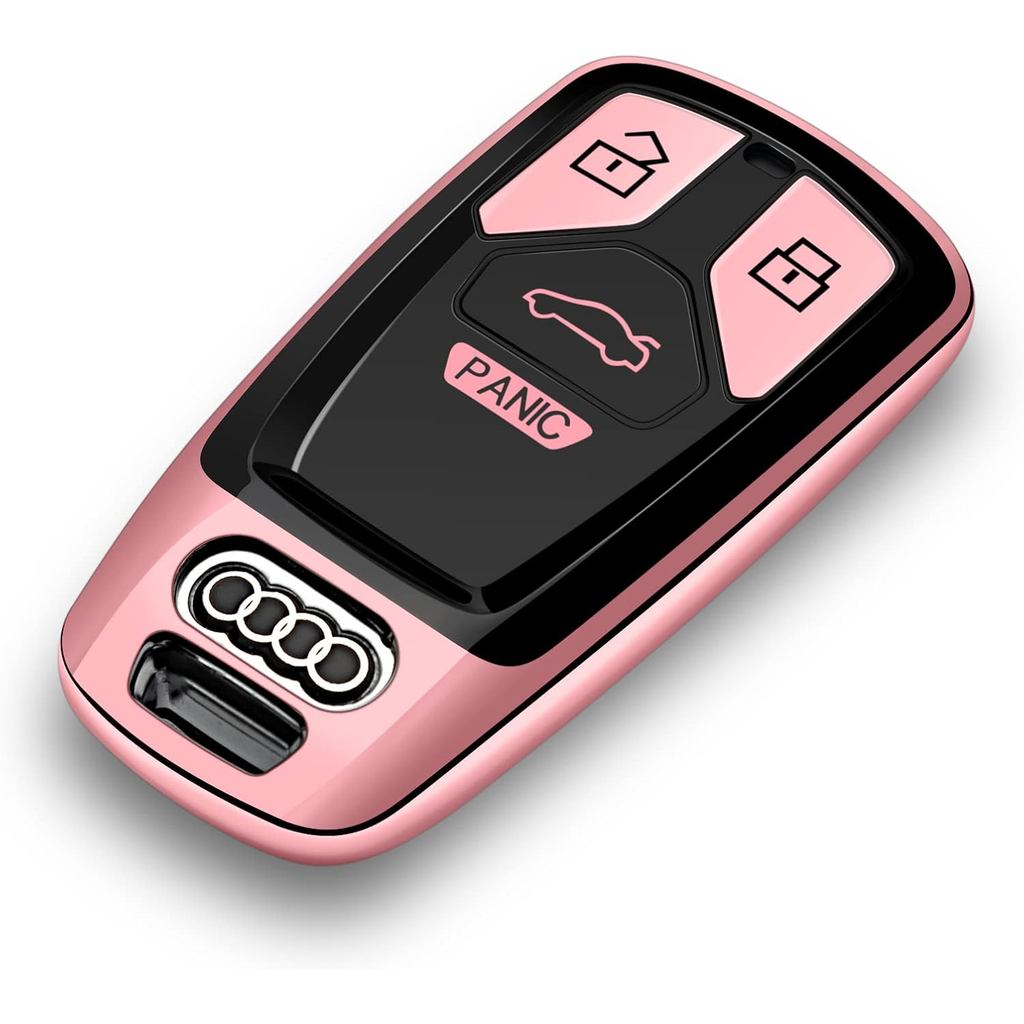 Car Key Fob Cover Compatible with Audi Key Case Pink A4 allroad A5 Q5 PHEV S4 S5 SQ5 Sportback TT RS