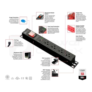PowerconneX PCX-C5PHTTS-TS04B / TS08B / TS05-5 / TS06C2A1 ปลั๊กพ่วง Double Protection