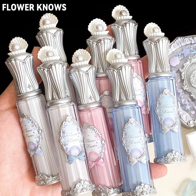 ดอกไม้ KNOWS ลิปกลอส Shell Pearl Series Non Sticky Cup Non Showing Lip Pattern Mirror Surface ประณีต Tube Body Lip Gloss Lip Makeup