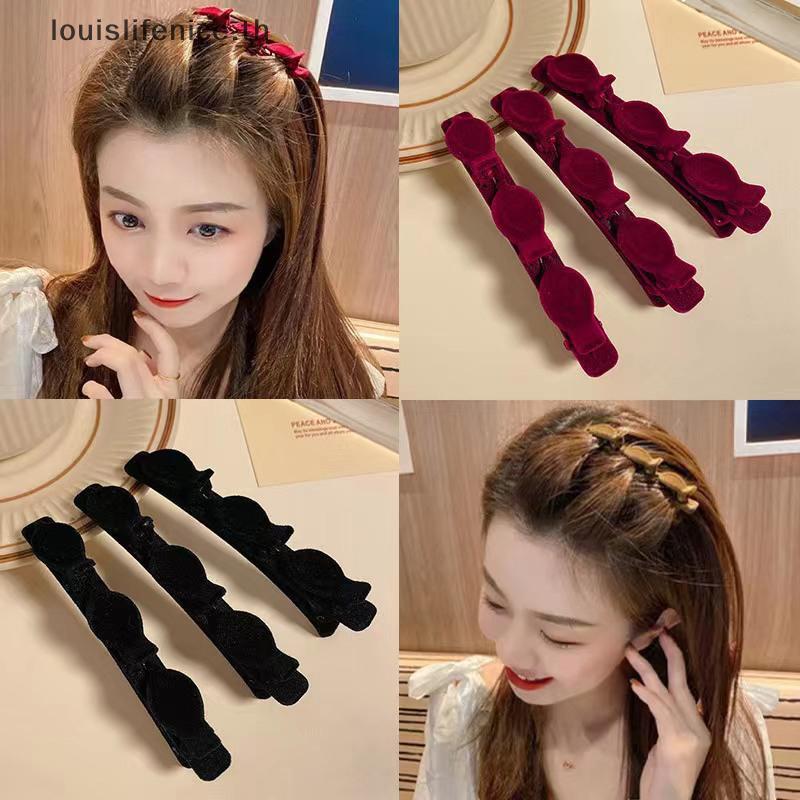 LNTH Flocked Bangs Headwear ผู้หญิงน่ารัก Barrettes Hairgrip Hairpins อุปกรณ์เสริมผมร้อน