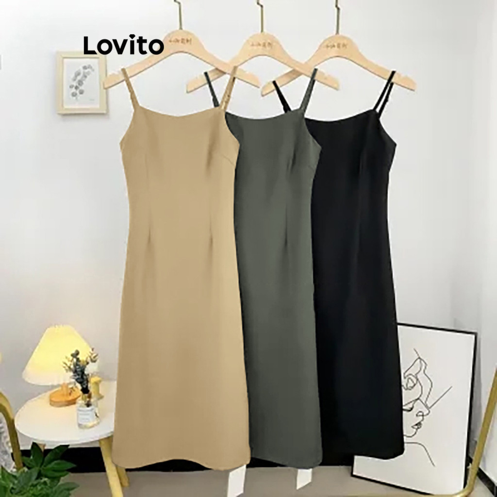 Lovito ชุดเดรสหรูหรา ชุดเดรสพื้นฐานธรรมดาสําหรับผู้หญิง LNE51336