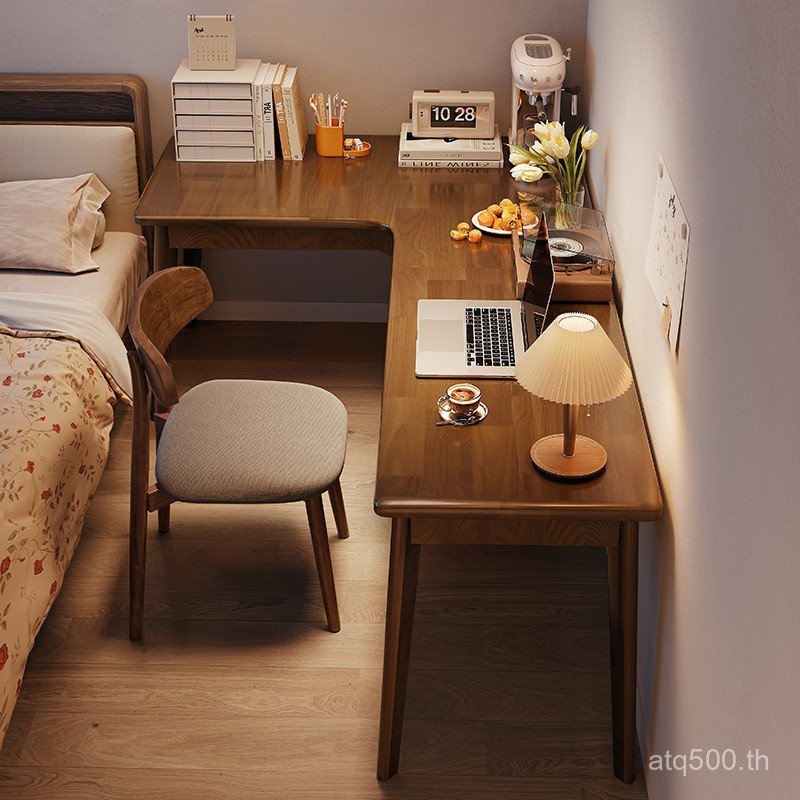 L-Shaped ห้องนอนมุมเขียนข้างเตียงนักเรียน Desktop Home มุมโต๊ะคอมพิวเตอร์โต๊ะศึกษาทํางาน DU2B