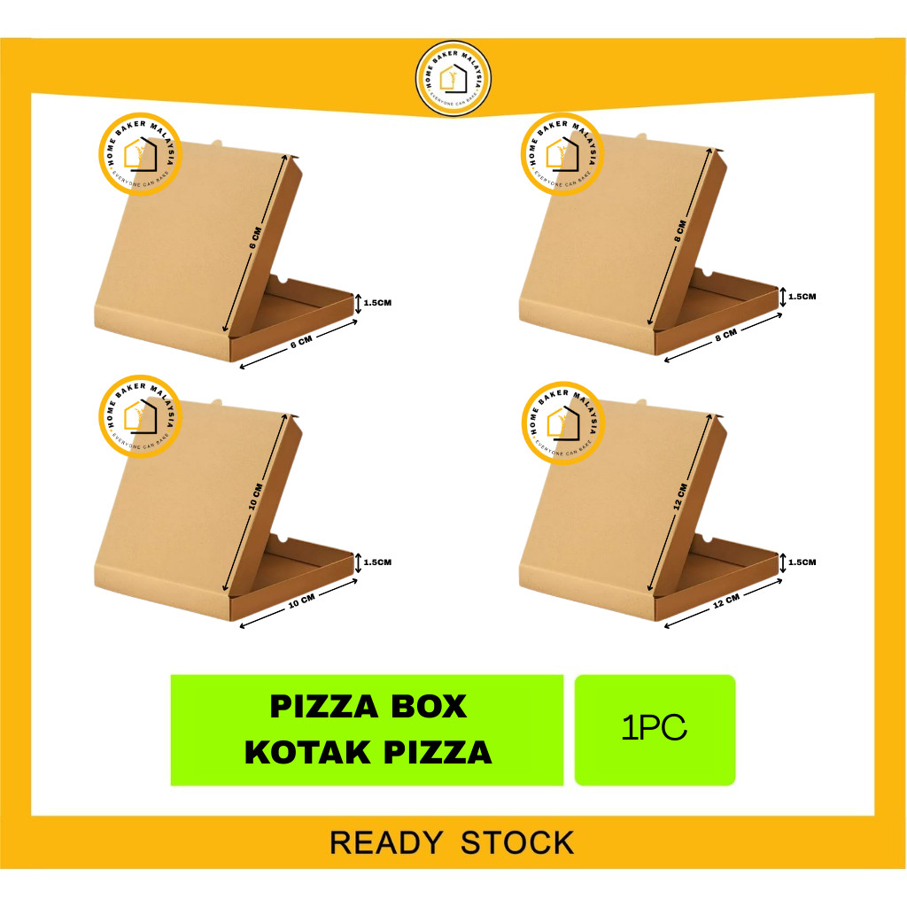 BROWN PIZZA BOX / KOTAK PIZZA COKLAT 1PC - บ้านขนมปัง