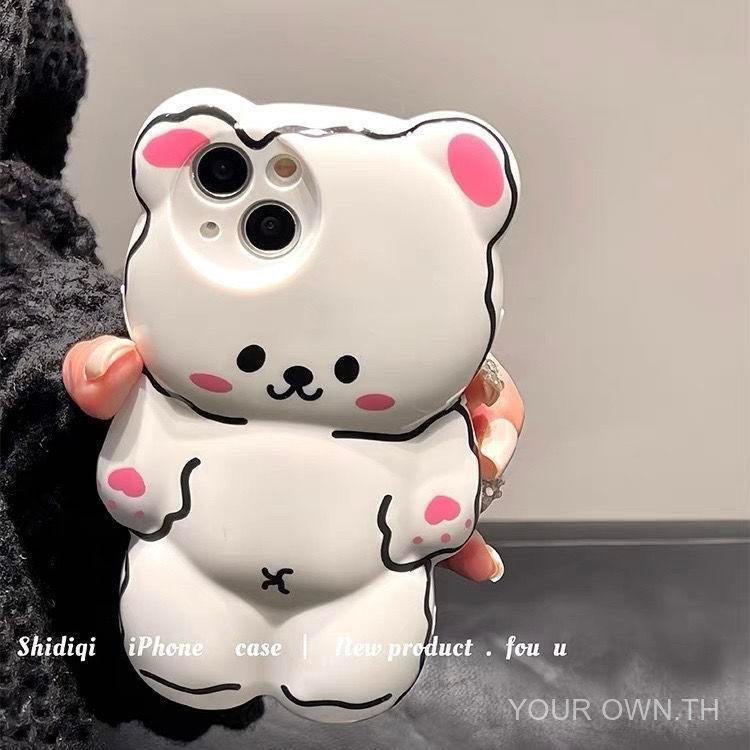 เคสโทรศัพท์ดีไซน์หมีน่ารักทนทานทนต่อการสึกหรอกันรอยขีดข่วนใช้ได้กับ ไอโฟน 16, 11, 13, 15, 12, 14, 12