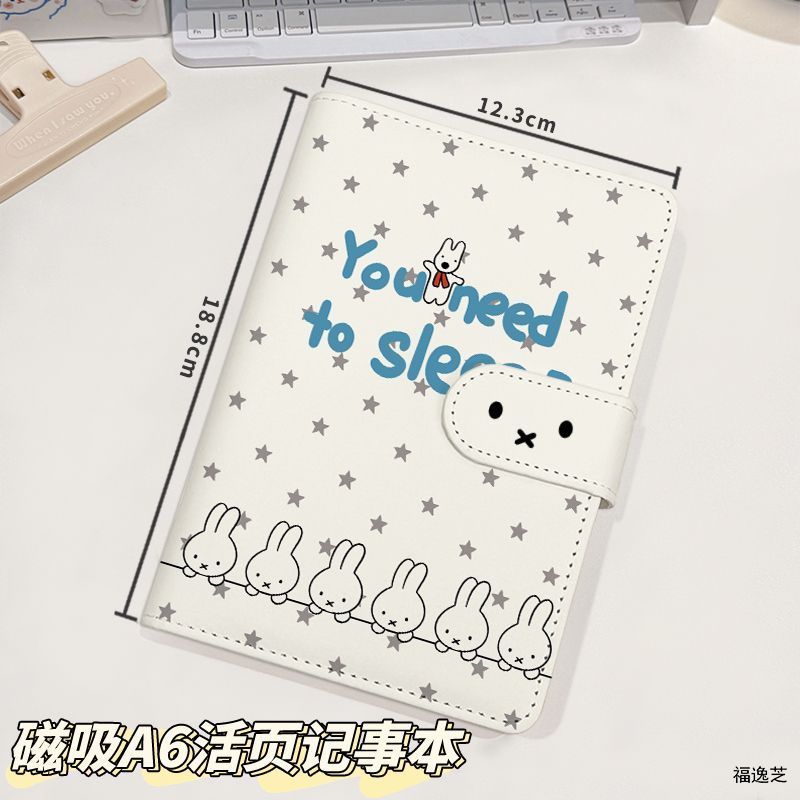 Miffy Magnetic NotebookKawaii หนัง PU A6 Binder Planner รูปที่ 8