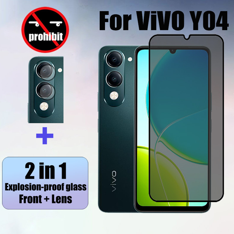 ฟิล์ม Vivo Y04 2 in 1 กระจกนิรภัยส่วนตัว Anti-Spy คลุมทั้งหมดปกป้องหน้าจอ Anti Peek ฟิล์มความเป็นส่วนตัวสําหรับ Vivo Y29s Y29 Y19s Y100 Y28 Y18 Y38 4G 5G ฟิล์มกระจก & ฟิล์มกล้อง