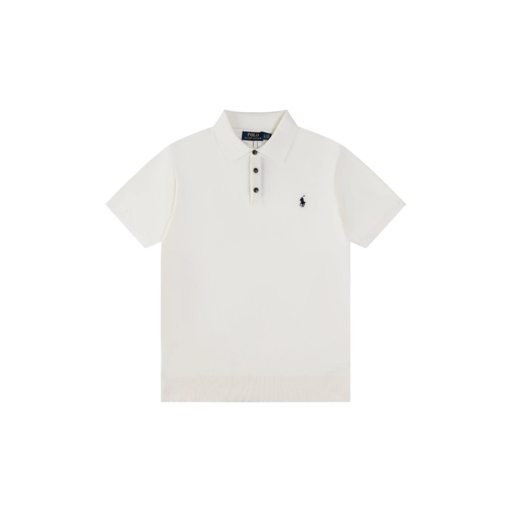 JZ0W RL Old Money Style Pony Embroidered Lapel polo Knitted Sweater Open Chest Shirt T Short-sleeve 