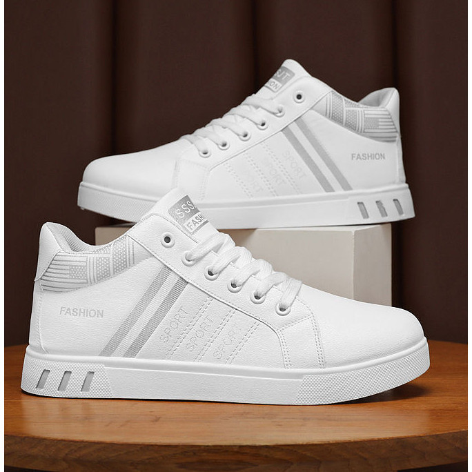 ขนาดใหญ่ผู้ชายรองเท้าสีขาว 46 47 48 ฤดูร้อนสไตล์ใหม่ ระบายอากาศได้ สูง-สูงสุด รองเท้าผ้าใบเกาหลีรุ่น ทั้งหมด-จับคู่ ผู้ชายรองเท้าสบายๆ - รูปที่ 3