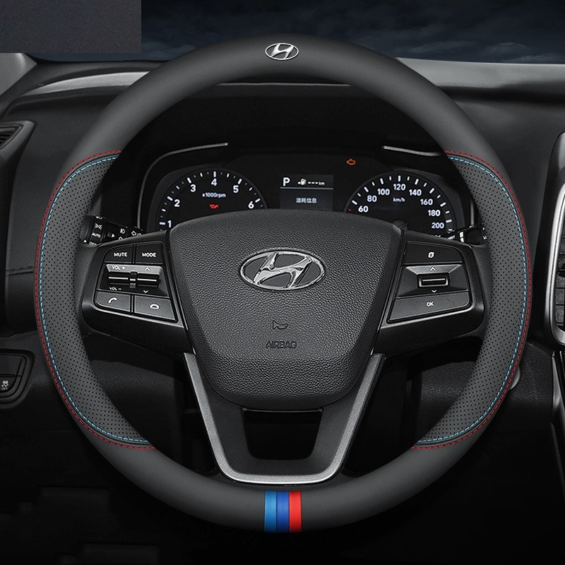 พวงมาลัยรถ Breathable Anti Slip พวงมาลัยรถไมโครไฟเบอร์หนังพวงมาลัย 38 ซม.สําหรับ Hyundai Accent Avan