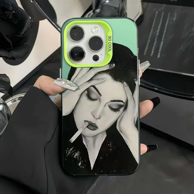 เคสโทรศัพท์สูบบุหรี่สาวความงามมูลค่าสูงหญิงเหมาะสําหรับiPhone 17air 17 16 15 promax 14promax xr xs 1