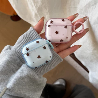 น่ารักโปร่งแสง Star พร้อมตะขอกันกระแทกป้องกันหูฟังฝาครอบ Soft Case สําหรับ AirPods 1 หรือ 2 3 4 Pro 2nd Pro 3rd 4th กรณี