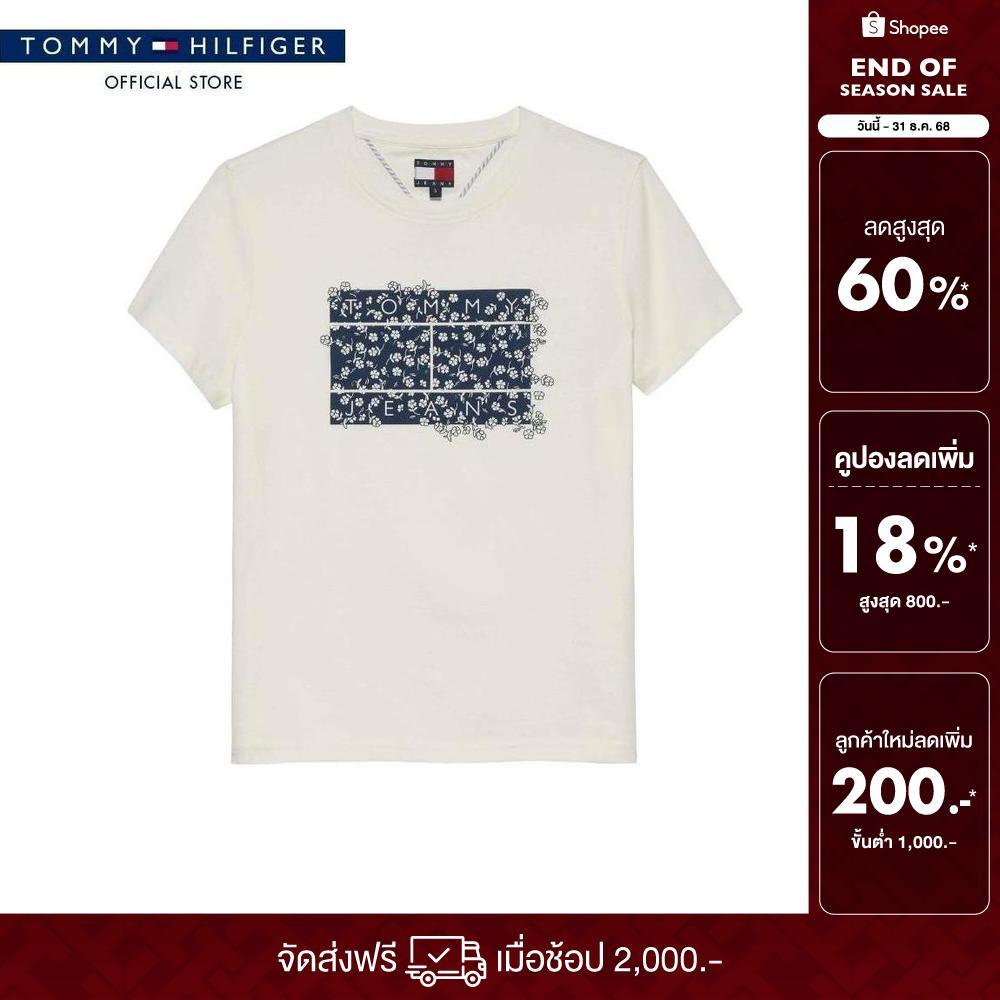 Tommy Hilfiger เสื้อยืด ผู้หญิง รุ่น DW0DW20897 YBH - สีขาว ทรง Regular